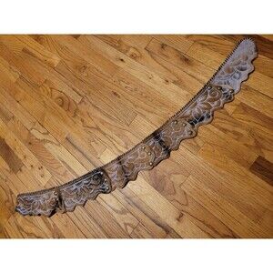 Handmade Wide Festival Belt Leather Cowhide Hair Fur Scalloped Floral Mandala